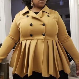 Tan and Black Peplum Jacket